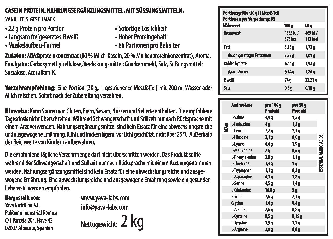 Yava Labs Casein Protein