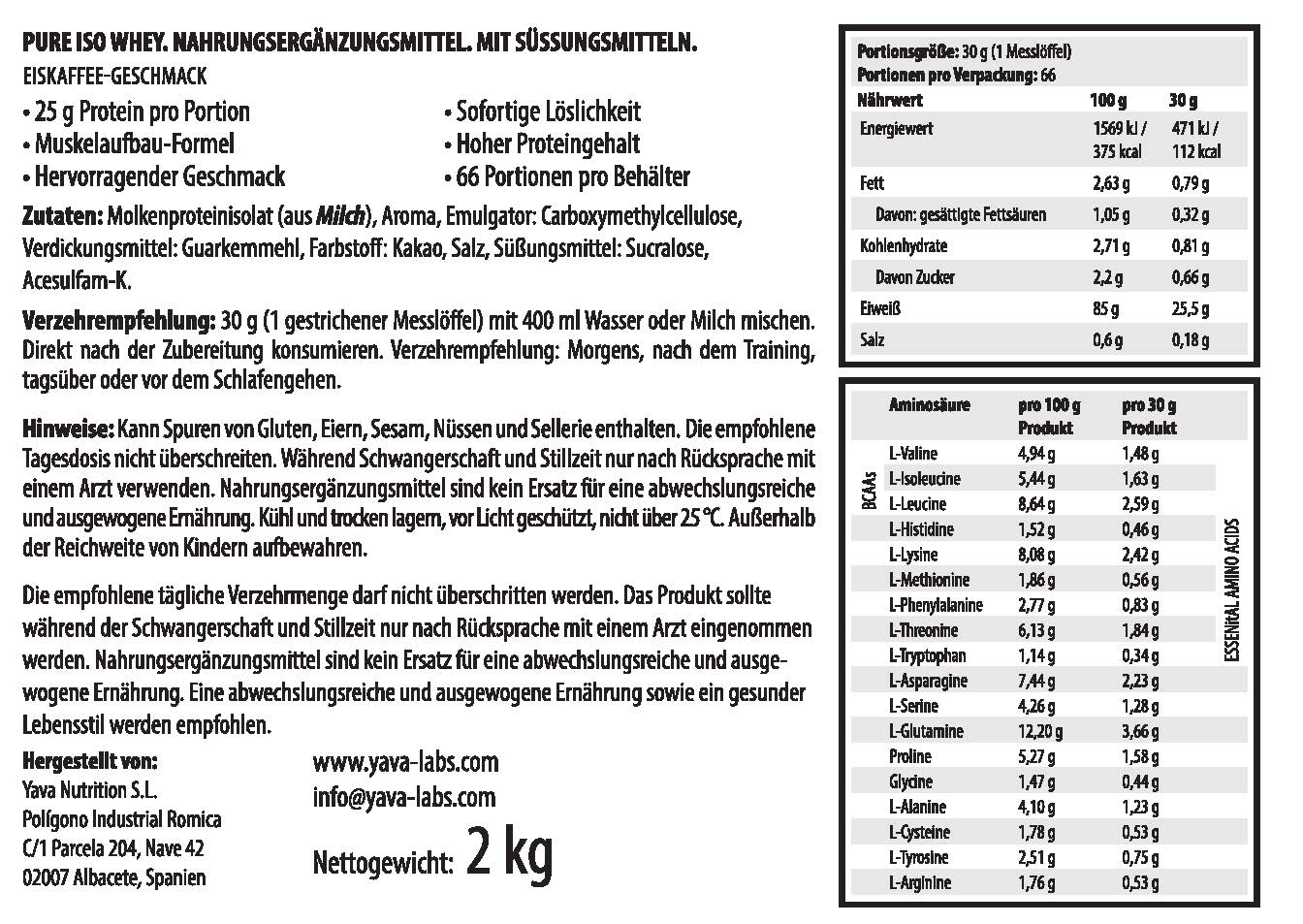 Yava Labs Pure Iso Whey